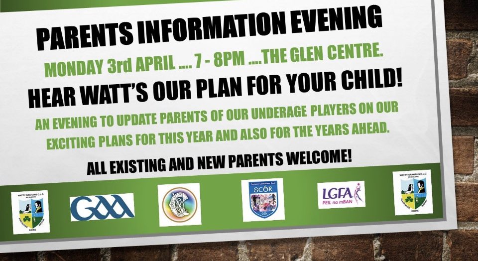 Written Details of the parent night in the Glen centre