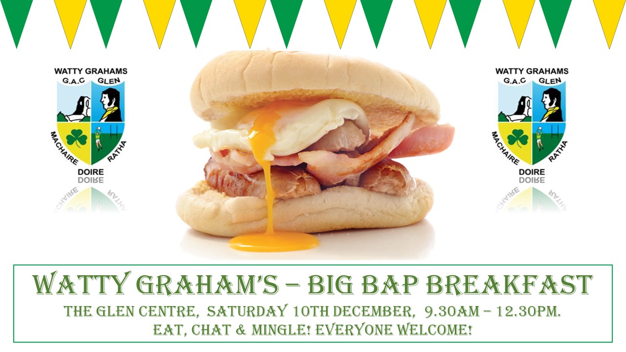 Bacon bap with egg and info on big breakfast event