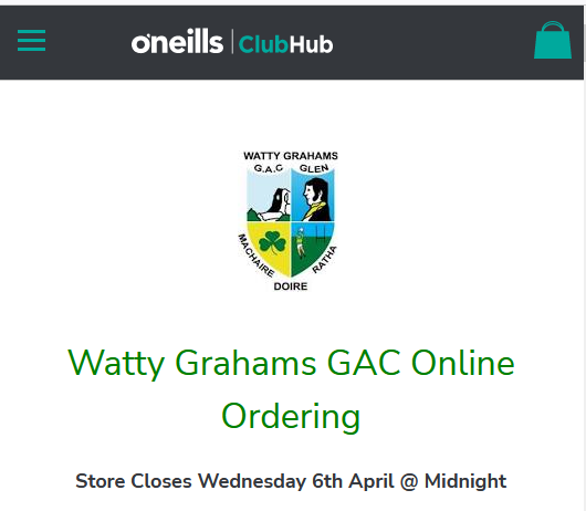 Club shop notification with Watty Graham crest