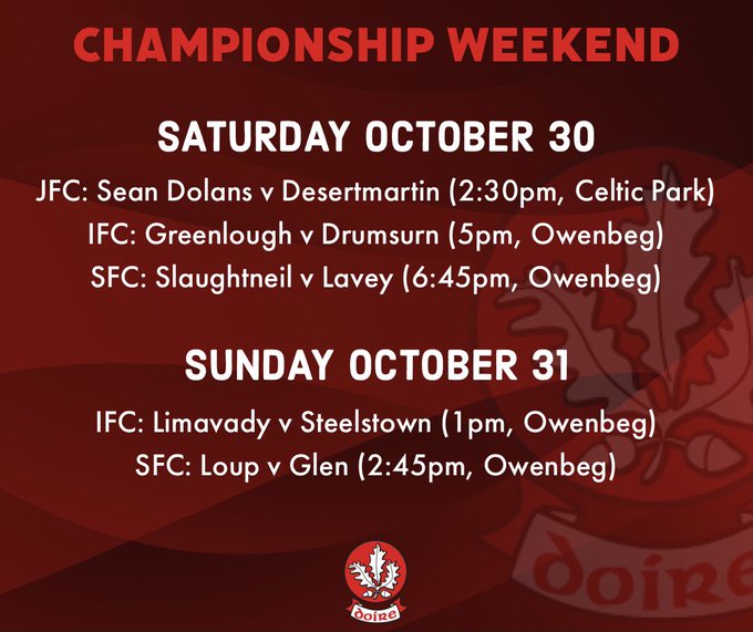 First November weekend fixture list for championship