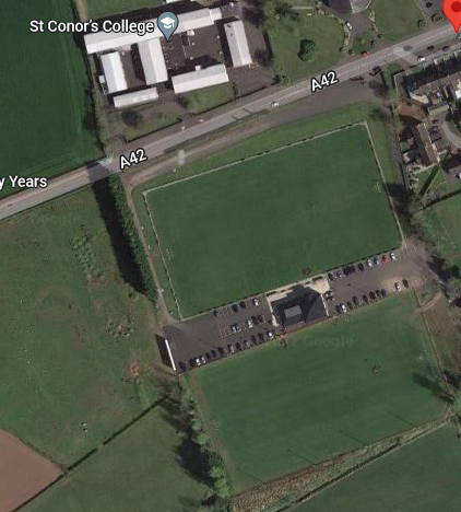Aerial view of Greenlough football pitches